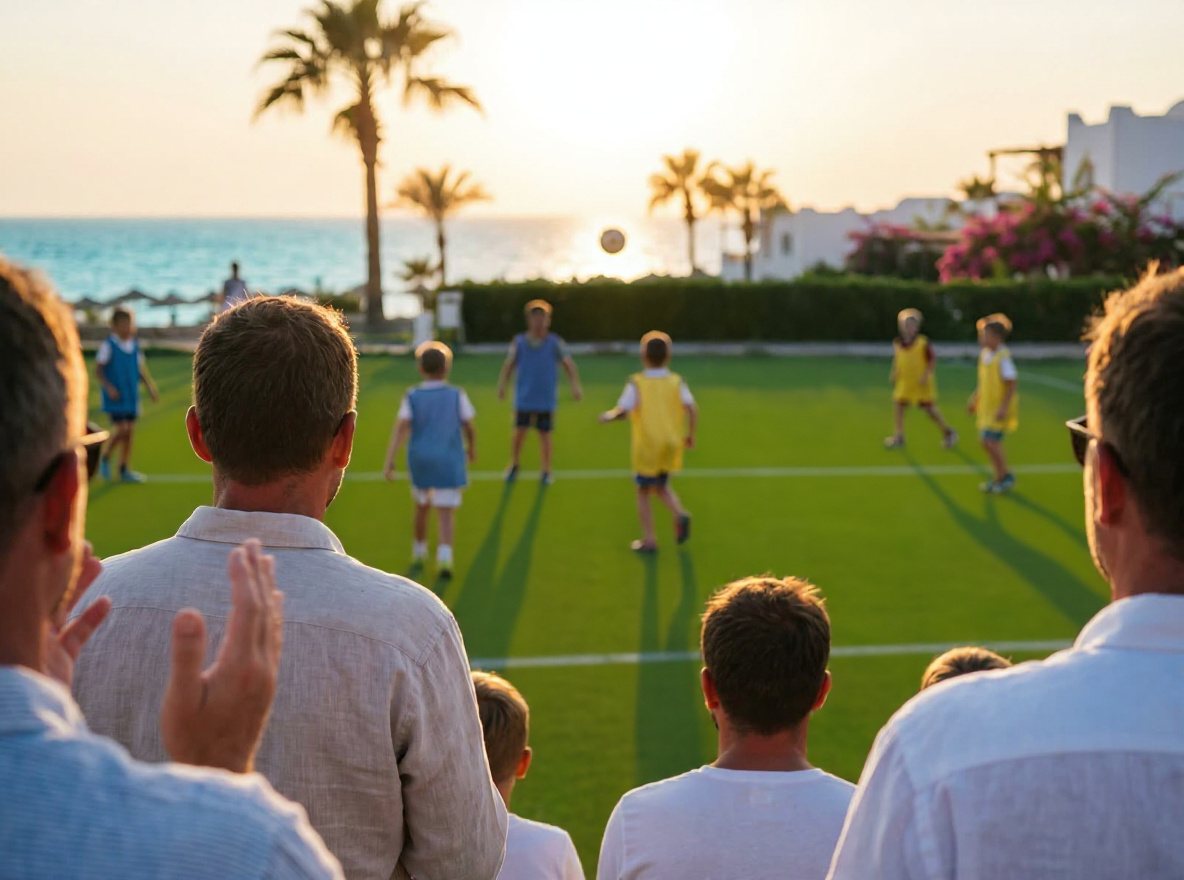 Abschlussturnier im Abendlicht, Zuschauer am Spielfeldrand